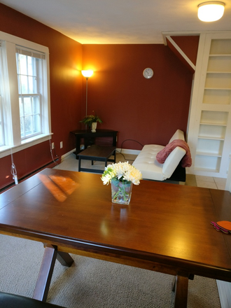 First floor. Living area. - Cozy,  quiet two-story apartment, easy walk to campus.