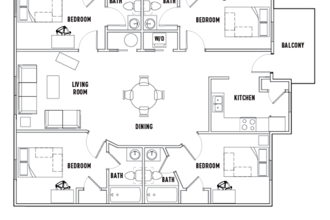 Floor plan of the apartment - Fall Sublease at Apartment near Campus!!