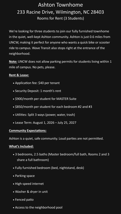 Property Details - Ashton 3 bed, 2.5 bath Townhome for Rent