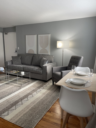 Living and Dining - FULLY FURNISHED PRIVATE  BEAUTIFUL LARGE 1 BEDROOM APARTMENT 5 MINUTE WALK TO LAW SCHOOL