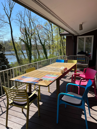 Porch with lake views - Summer: Furnished 3BR house-Adams Dr-Princeton