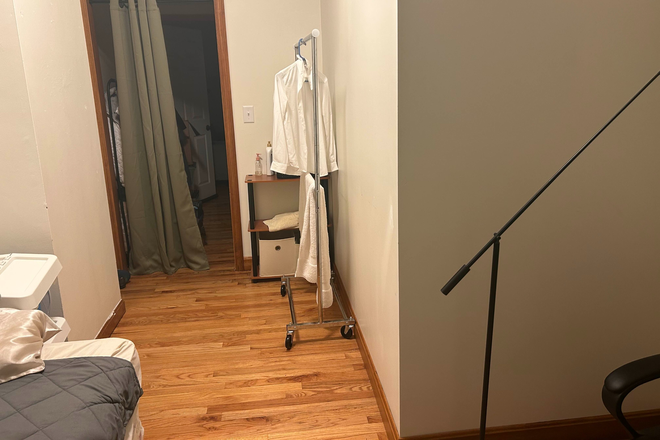 Room other angle (lamp, shelf, and coatrack borrow for free) - Spring-Summer 4-bed 1-bath apt. sublet: Right across from EXP and ISEC buildings!