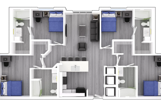 Room would be in the top left - Park Place Apartments, basically on campus