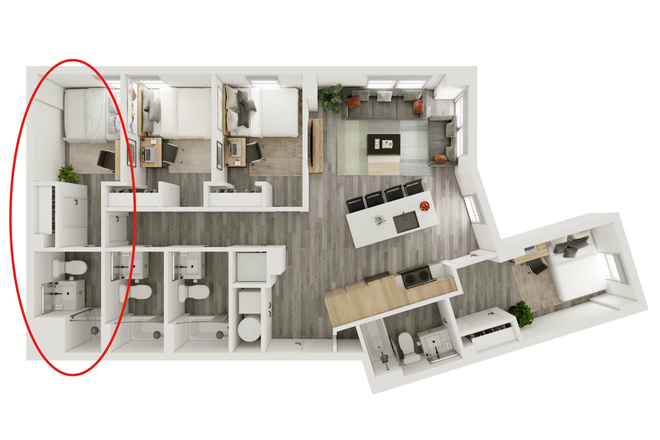 Room layout - Modern Room with Ensuite Bath, Minutes from Campus Apartments