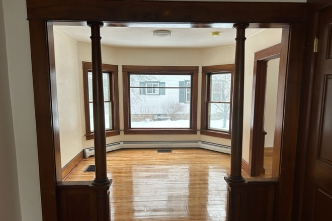 LIving room viewed from Dining room - Newly renovated big one-bedroom apartment in a fabulous Victorian