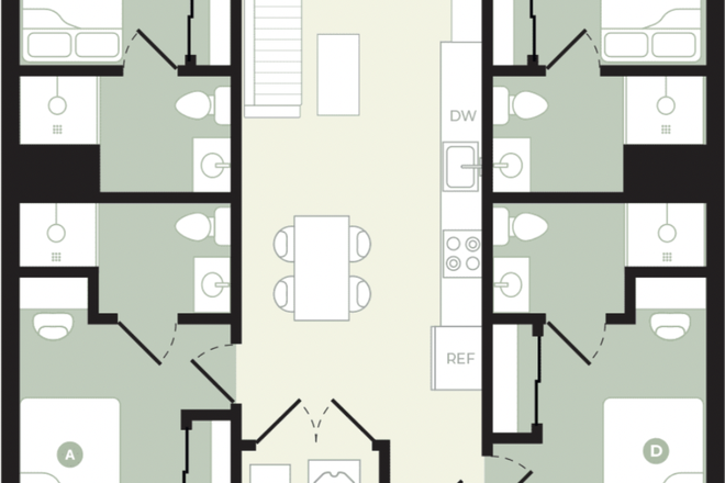 Unit Floor Plan, Bedroom A for sublease - Hub College Park