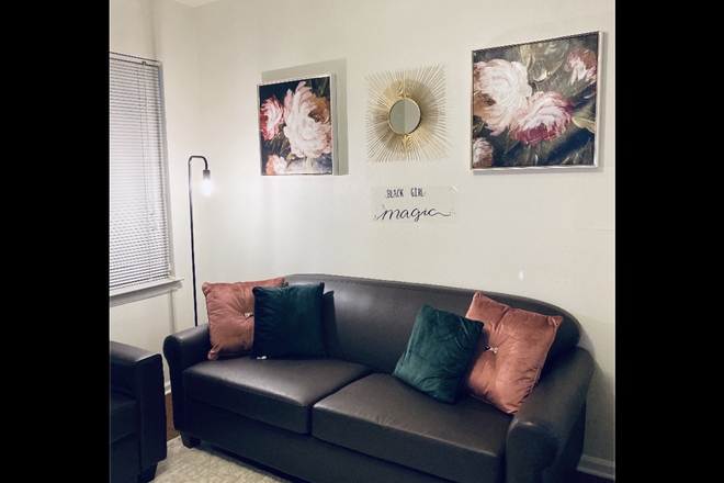 Living Room Set Up (slightly rearranged now) - Summer Sublease (Female Preferred) Apartment (3b/3b) **UTLITIES PAID FOR**
