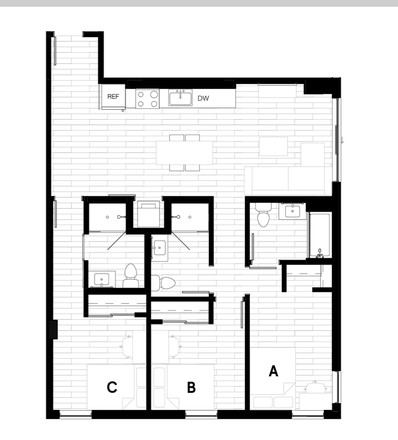 Bedroom A with ensuite - oLIV Tucson room with private bath for sublease Apartments
