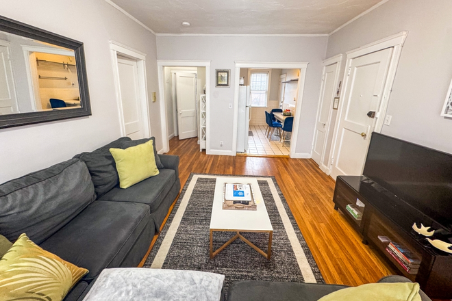 Living Room off to the rooms - KEN1693 Sunny Brookline Furnished  2-Bed in Longwood Medical Area Apartments