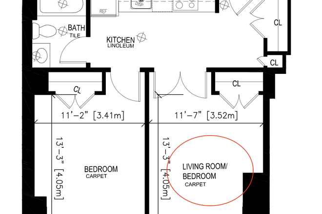 room circled in red - Spring semester sublet 7 mins to Harvard Yard Apartments