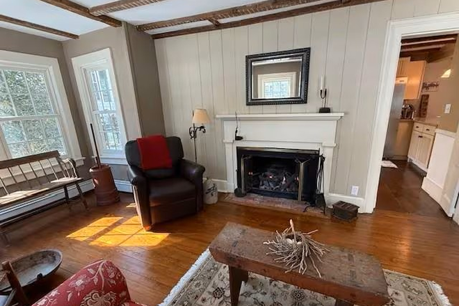 Living Room Fireplace (gas) - Historic Home Stony Brook Village