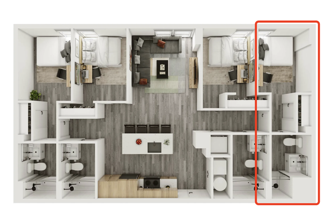 Attached Bathroom Unit - Verve Apartments, Attached Private Bathroom