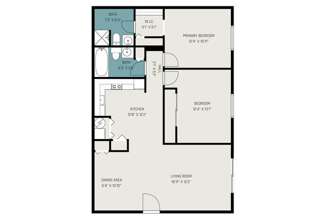 Floor Plan - The Bend Apartments 2 Bed 2 Bath Available for Summer Sublet