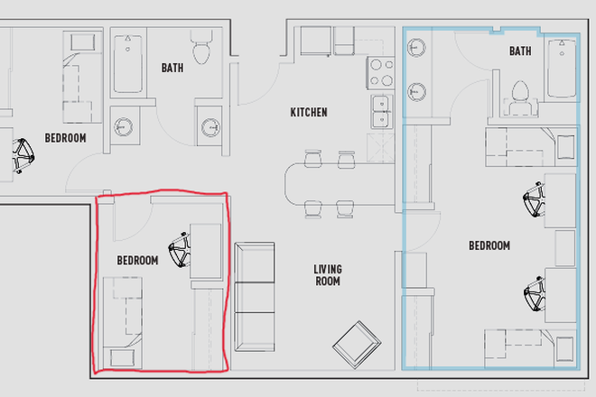 Actual floor plan of apartment - Private Room at VDCN