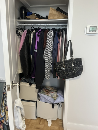 Bedroom closet - Bright Unfurnished Bedroom in Fully Furnished 2-Bedroom Yorkville Apartment (Laundry in Building)