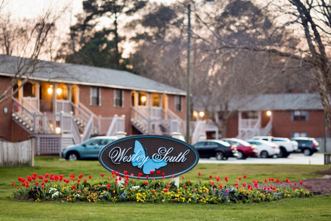 Entrance - Wesley South at East Carolina Apartments