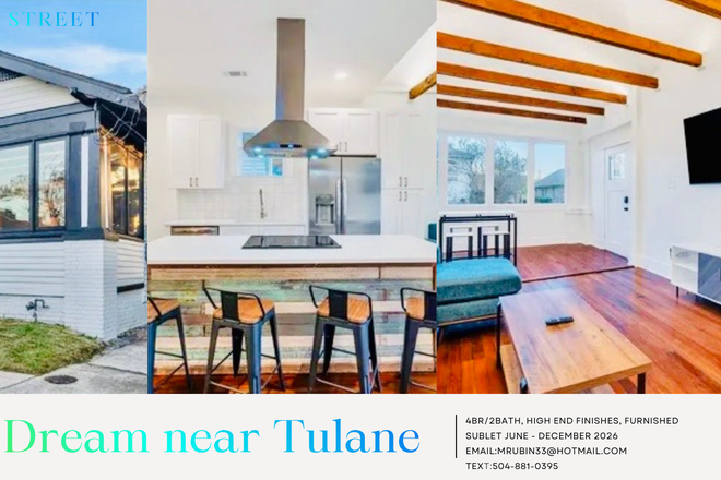 Flyer - Sublet 2 minutes from Tulane campus