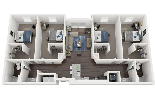 bedroom, kitchen, bathroom, sink, laundry - A 4 by 2 bedroom