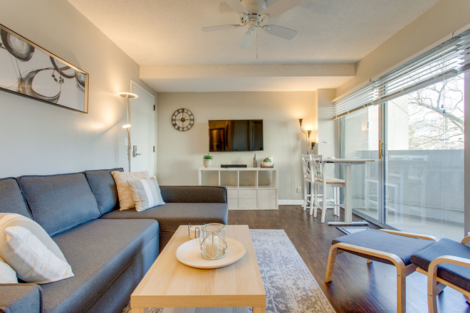 Living room - One block from Vanderbilt. Fully furnished, 1-BR, 1-BA, condo