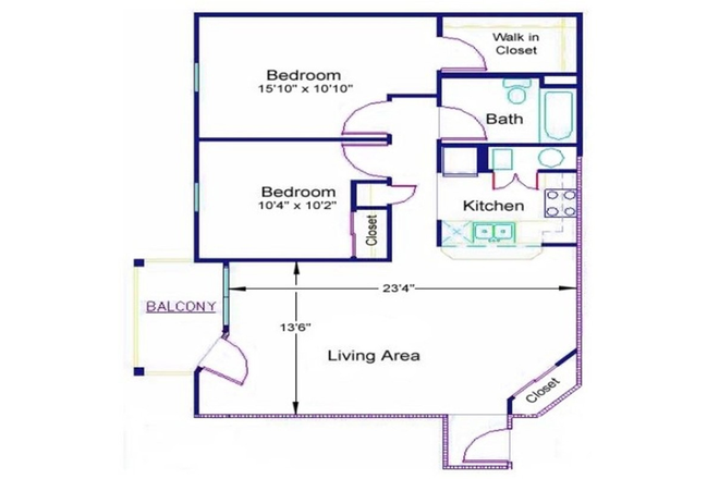 Floorplan - Bellevue Gardens (2br, 1 bath)