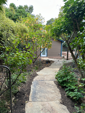 Walkway to House - 1 bdrm small house in beautiful garden, 5min walk to UCB Avail 3/1/26, possibly sooner, 3-mo. min