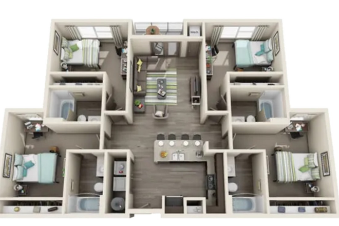 Floor Plan - The Quarters Apartment Unit