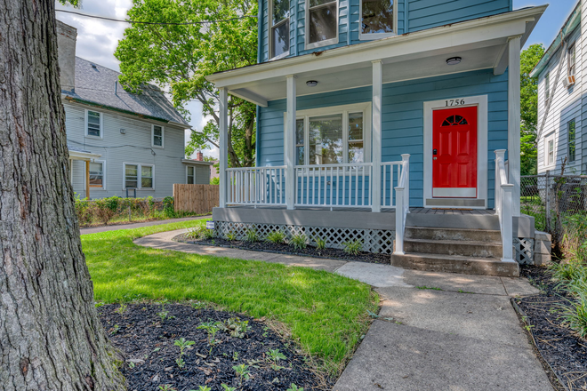 Front Walkway - 1756 Brewster. Luxury Housing Available JUNE 2026. 5 Off-Street Spaces. Steps to Cream+Sugar Coffee. House