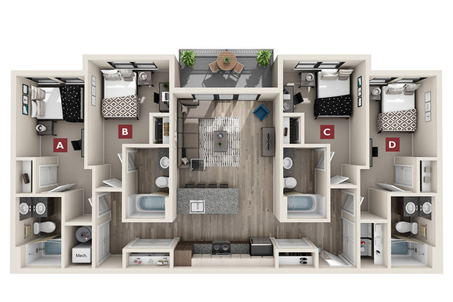Layout Denmark - 2 Months Free rent- One Private Bedroom/Bath  Lease Transfer in a four bedroom, The Standard