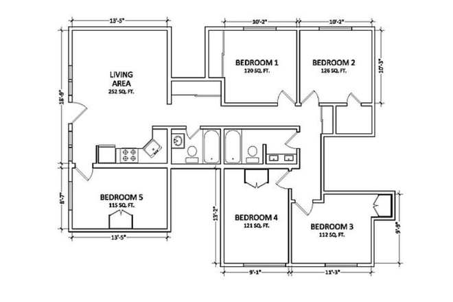 Apartment Layout - Looking for 1 Roommate 5 Bedroom 2 Bath Single Room
