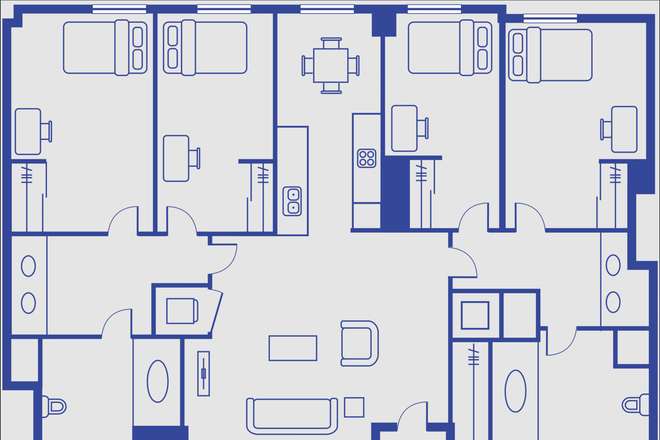 Room is on the far right. - UView Tower 1 - 1 Bedroom Sublease Available - 4x2 -  $1000/month DOWN FROM $1250 - Next to UMD