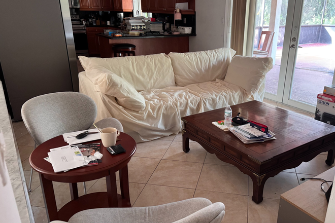 living - furnished room with private bathroom