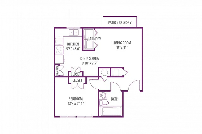 Floorplan - Single Bedroom at The District at Tar River