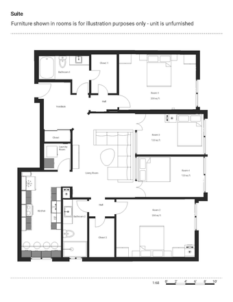 4 bedroom / 2 bathroom 1500 sq ft suite - Shared 4-roommate accommodations 4BR/2BATH condo 1500 sq ft