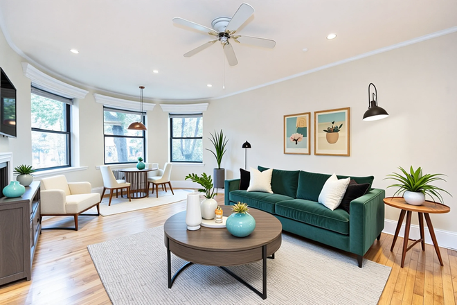 living room - Enormous front facing 2 bedroom with roof deck - landlord pays the fee! Apartments