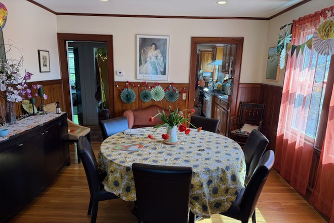 Dining Room - Light-filled Furnished Room in a great home, on major bus line into Harvard Square