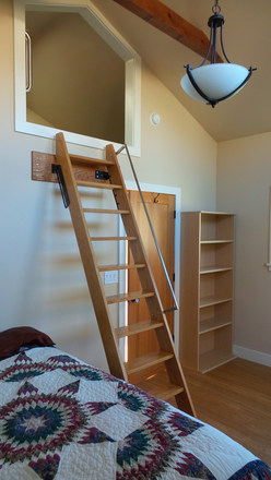 Bedroom with Loft Ladder extended - Cozy 1 bedroom Cottage in Elmwood neighborhood