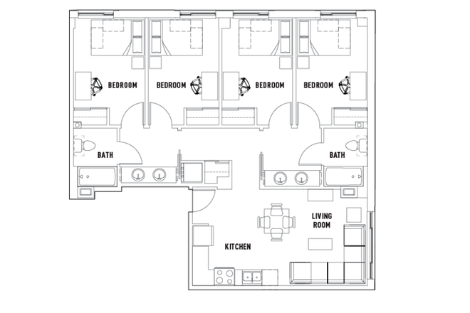 4 Bed, 2 Bath, Full Kitchen, Living room, & dining area - Chestnut Square