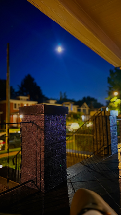 Front porch at night - Quiet and Quality Rooms for rent