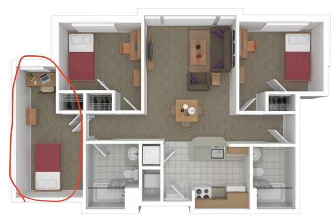 1 Bedroom - South Campus Commons 7 Apartments