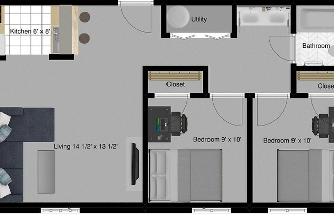 Layout - Two Bedroom - both rooms available for Fall Semester - Walk to Campus! Apartments