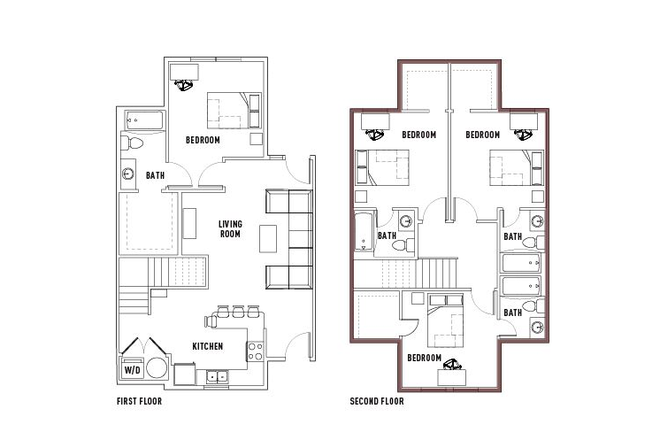 Floor Plan, Bedroom is on second floor top right corner - Uclub Townhomes at Marion Pugh