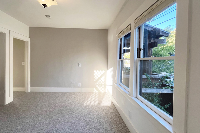 Comfortable main room - Calm, Light-filled Studio in a Craftsman Triplex — Walk to UC