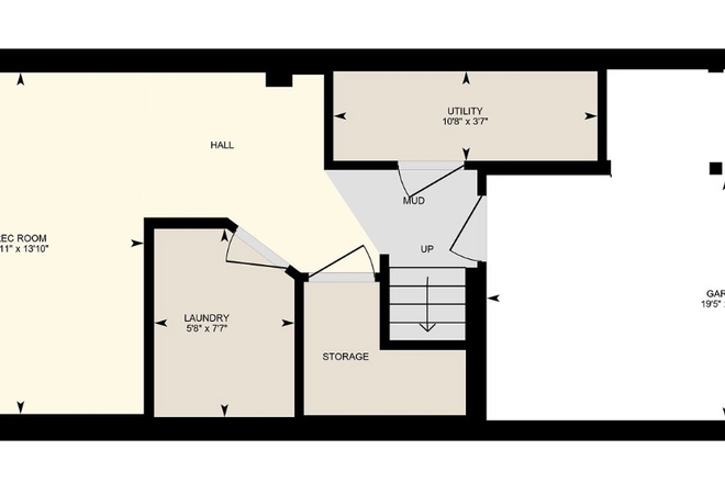 Floorplan Basement/Garage - Near UTM/Sheridan - Private Room/Private Bath in Townhouse - All Utilities Incl.