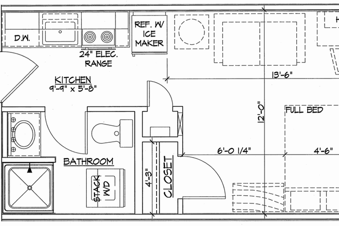 Floor Plan - 494 Lofts - Studio Right on King Street, close to campus