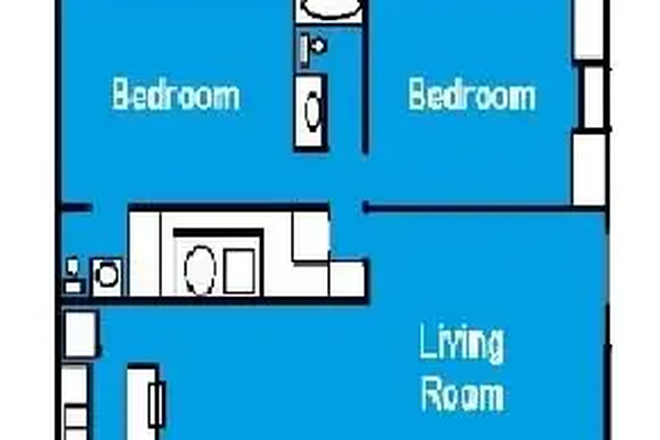 2 bed 1 bath floorplan - Oak Park Village