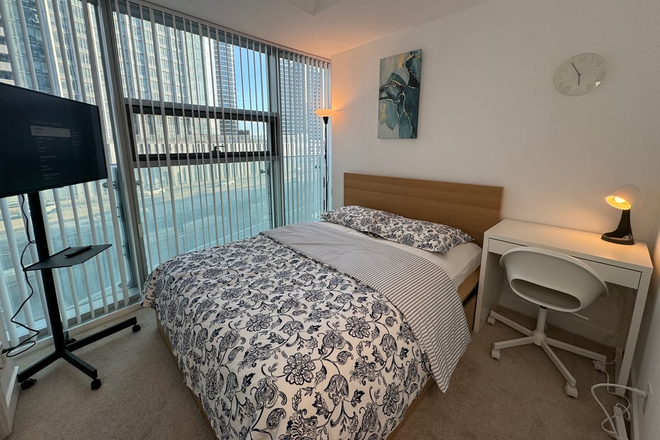 Bedroom - Fully Furnished Private Rooms | ICE Condos Near Rogers Centre & CN Tower