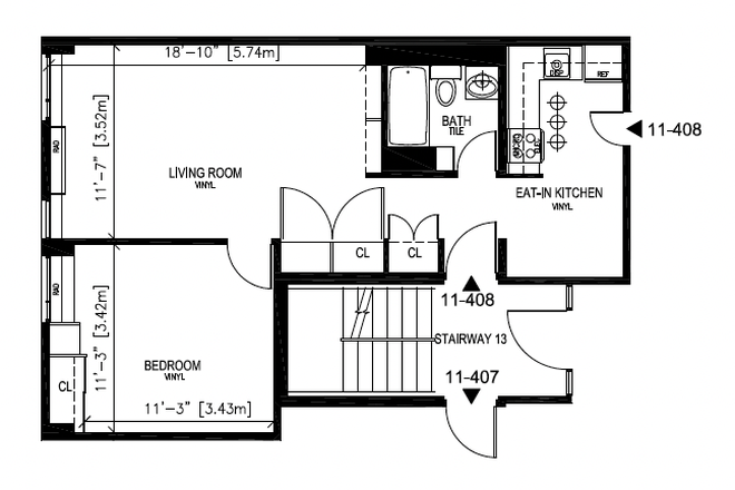 Floor plan - Spacious 1 Bed / 1 Bath Harvard Apartment – Fully Furnished