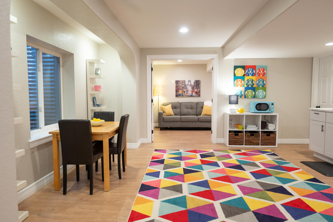 Kitchen/ Dining - Furnished bright and colorful full basement apartment