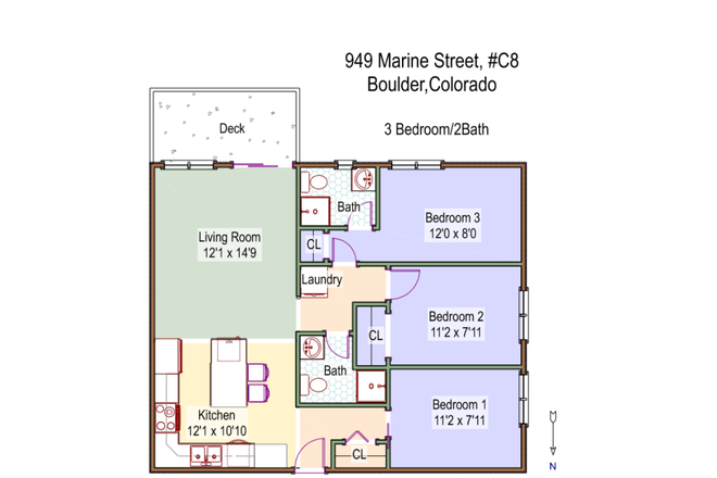 Floor Plan - Bedroom 1 is the offered room - View House on Marine Street