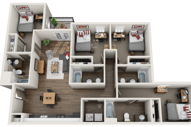 4x4 Upgraded Layout - The College Inn